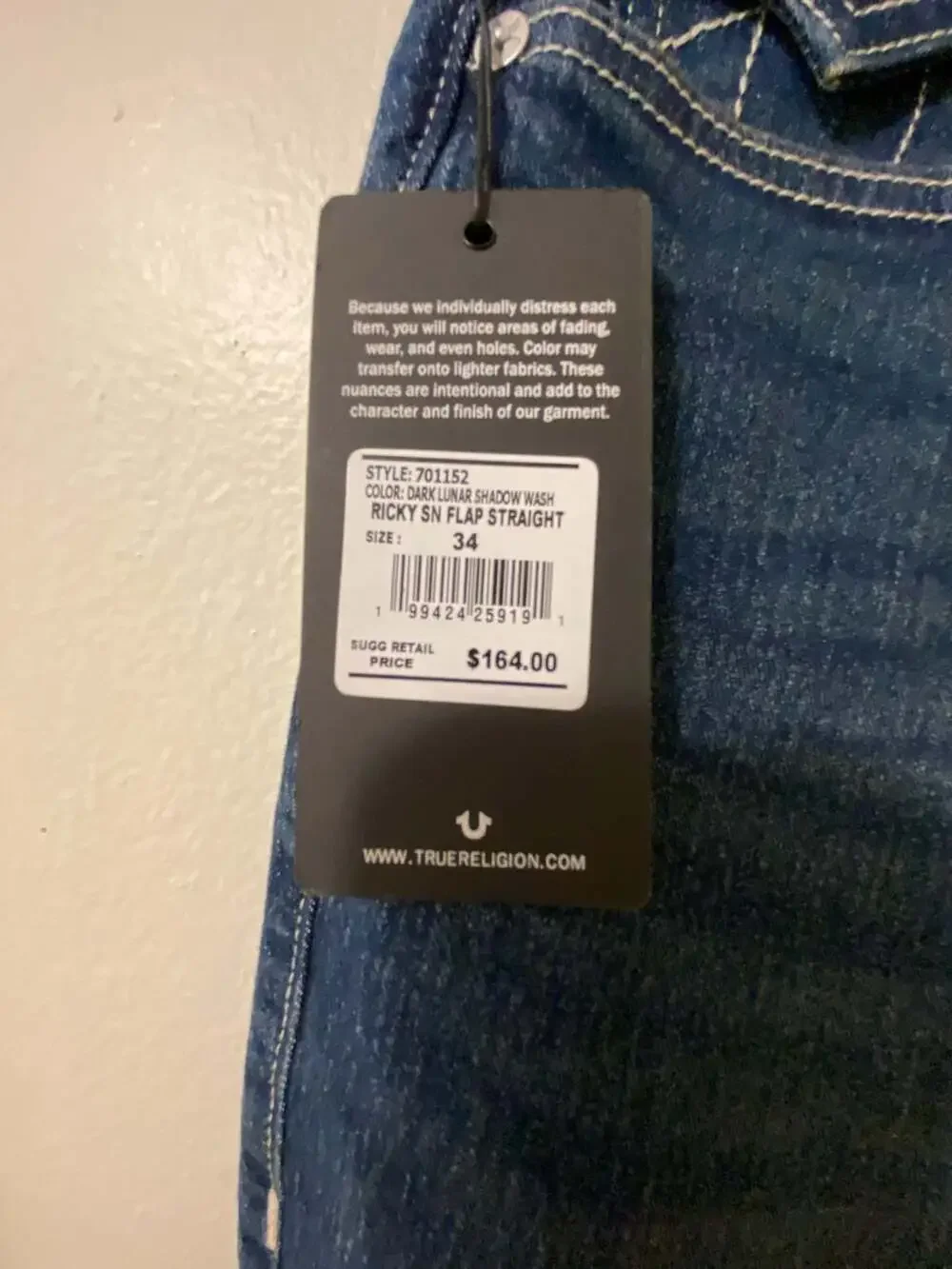 True Religion Men's Ricky SN Flap Relaxed Straight Jeans